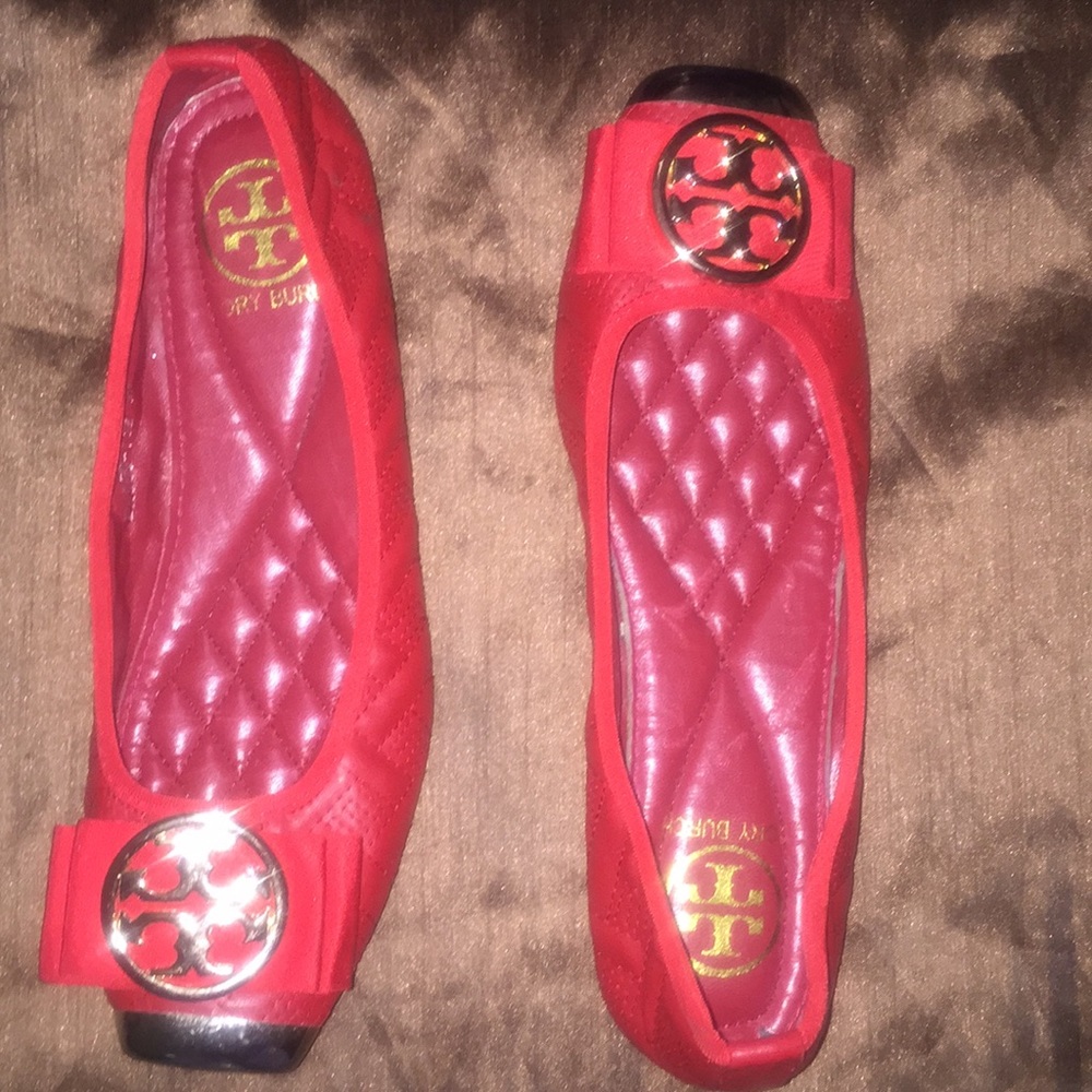 Red and Gold Tory Burch flats size 7 1/2